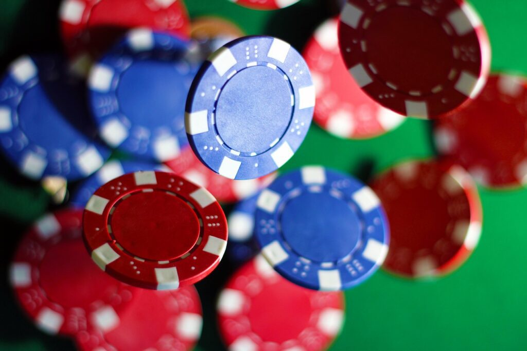 Generative AI Poker chips falling on table