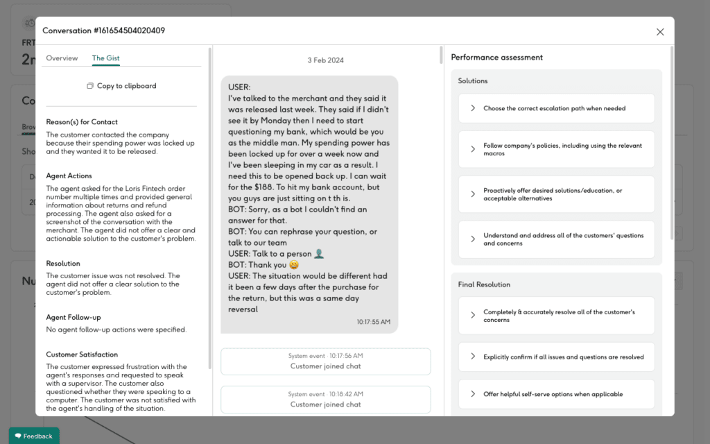 The Gist - Conversation summarization in Loris