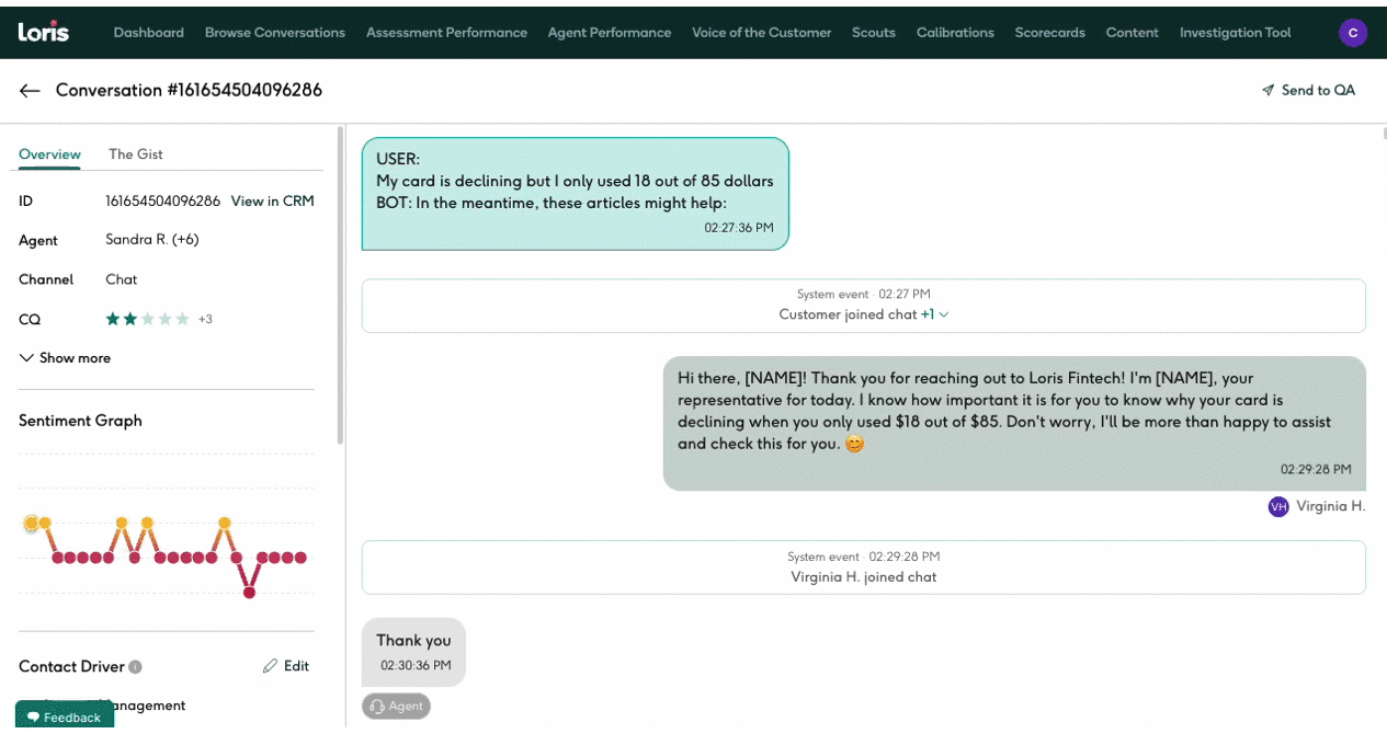 Conversation View - Sentiment Gif Conversation quality